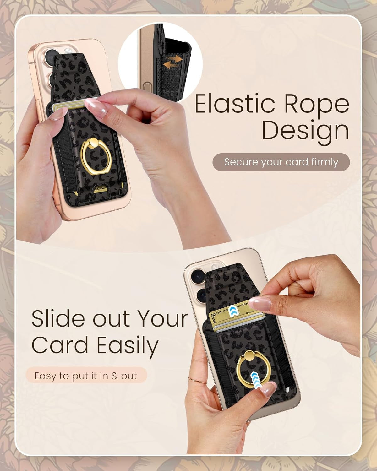 Compatible with Magsafe Wallet with Ring Grip Magnetic Card Holder - Cute Phone