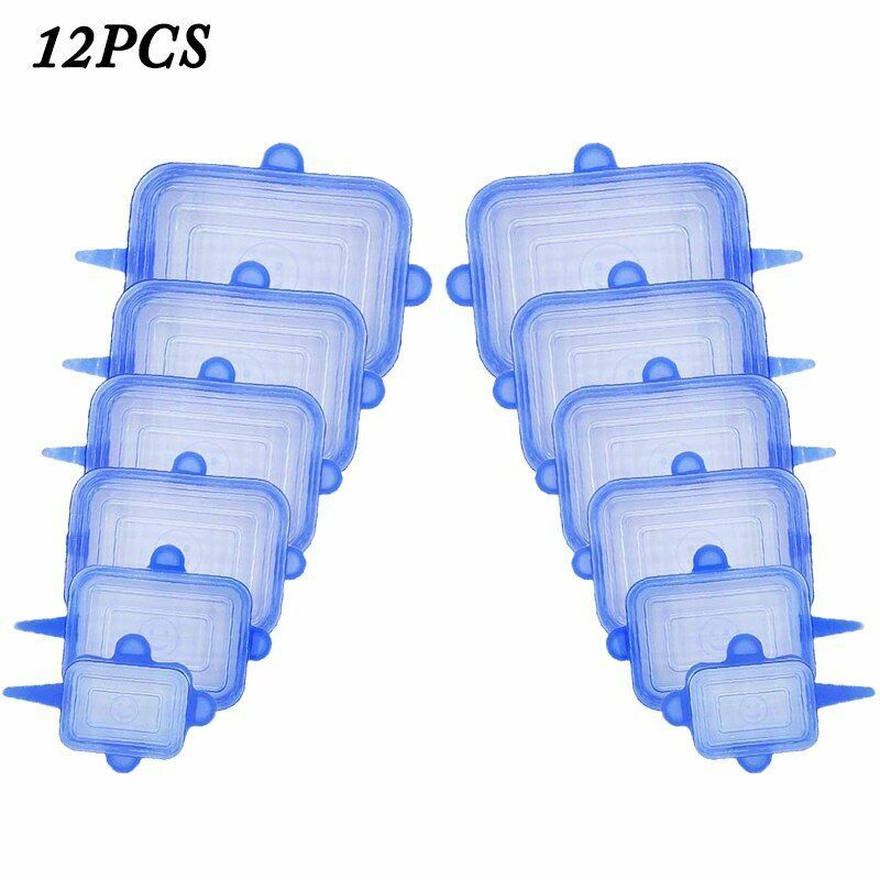 Silicone Stretch Food Cover 12pcs Reusable Elastic Adjustable Bowl Lid Universal