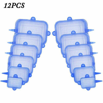 Silicone Stretch Food Cover 12pcs Reusable Elastic Adjustable Bowl Lid Universal
