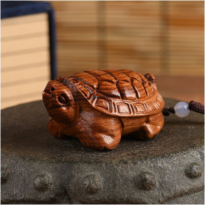 6.5cm Rosewood Solid Wood Carving Turtle Handheld Pendant Chinese Ornament