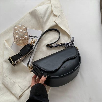 Saddle Small Shoulder Crossbody Women Wide Strap Ladies Handbags