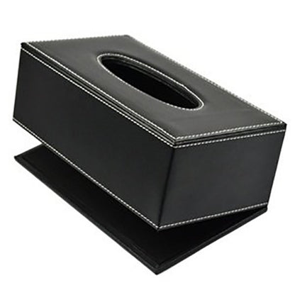PU Leather Tissue Box Cover Case Holder for 3.1" Tall Tissue Boxes (Black)