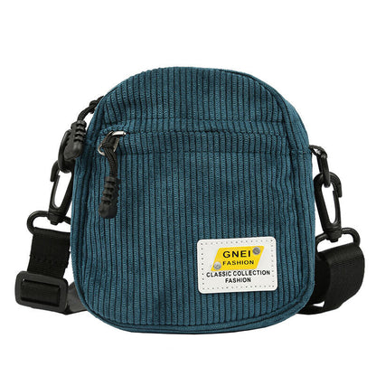 Women Canvas Shoulder Bag Corduroy Cloth Bag crossbody Bags Zipper Purse Girl