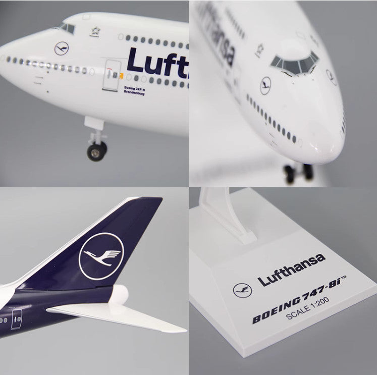 1:200 38CM RISESOON Lufthansa BOEING 747-8i Passenger Airplane ABS Plastic Model