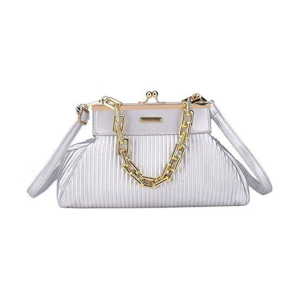 Elegant Clutch Shoulder Bag Chain Handle Handbag Pleated Shoulder Bag 18*31*11CM