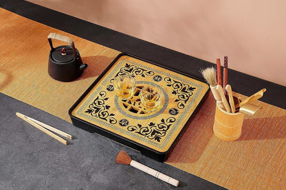 Bamboo GongFu Tea Tray Chinese Gongfu with Water Storage Tray (11"x11"x1.5")