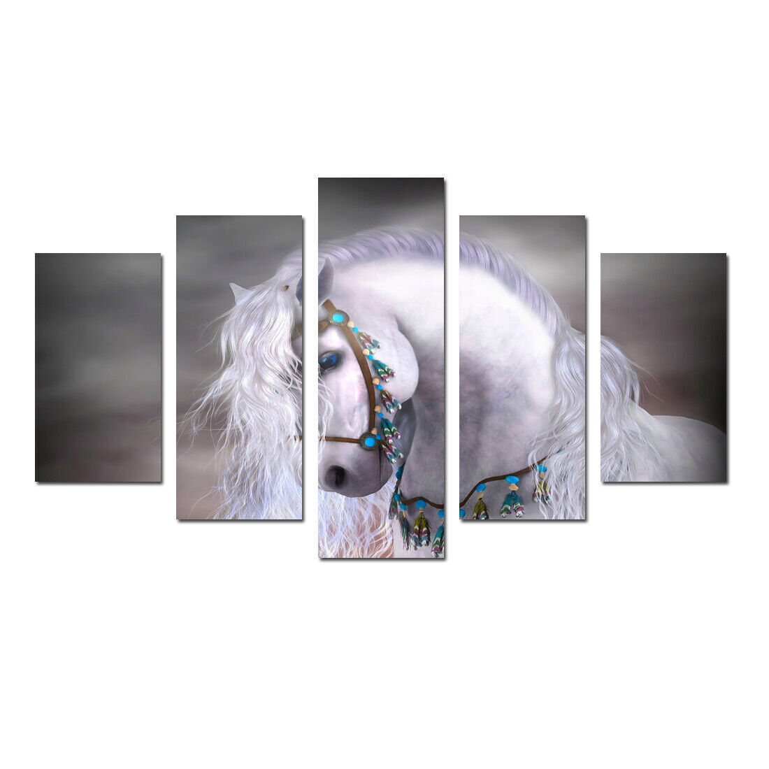 Animals Horse Painting 5 Pieces Canvas Print Wall Art Picture Poster Home Decor