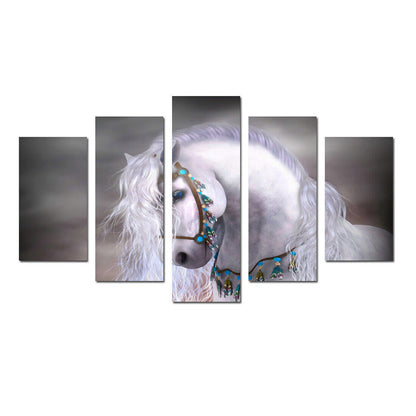 Animals Horse Painting 5 Pieces Canvas Print Wall Art Picture Poster Home Decor