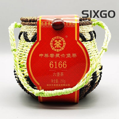CHINA TEA 6166 Aged Wuzhou Dark Tea Liu Pao Hei Cha Liu Bao Black In Basket 250g