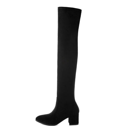Women Over The Knee High Boots Heels Winter Shoes Elastic Fabric Women Boots