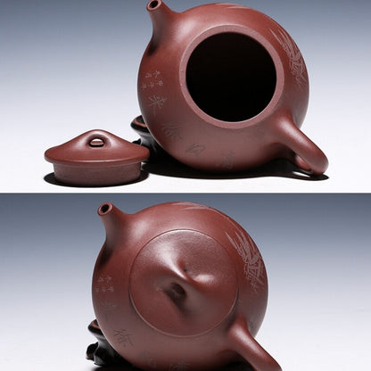 Chinese Yixing Zisha Clay Handmade Tea Pot Purple Shipiao Pot Bamboo Teapot Puer