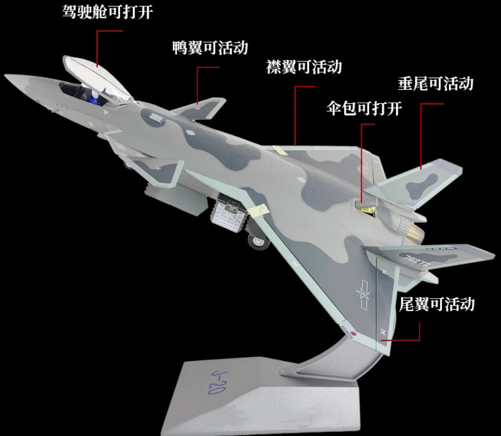 1:48 45CM China J-20 Stealth Fighter Plane Diecast Military Jet Aircraft Model