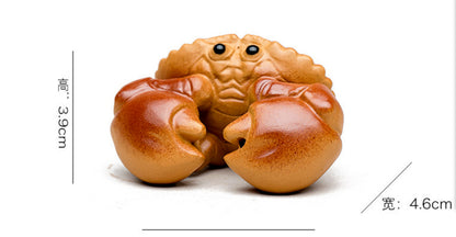 2.7" Chinese Yixing Zisha Pottery Tea Pet Crab Incense Burner Home Decoration