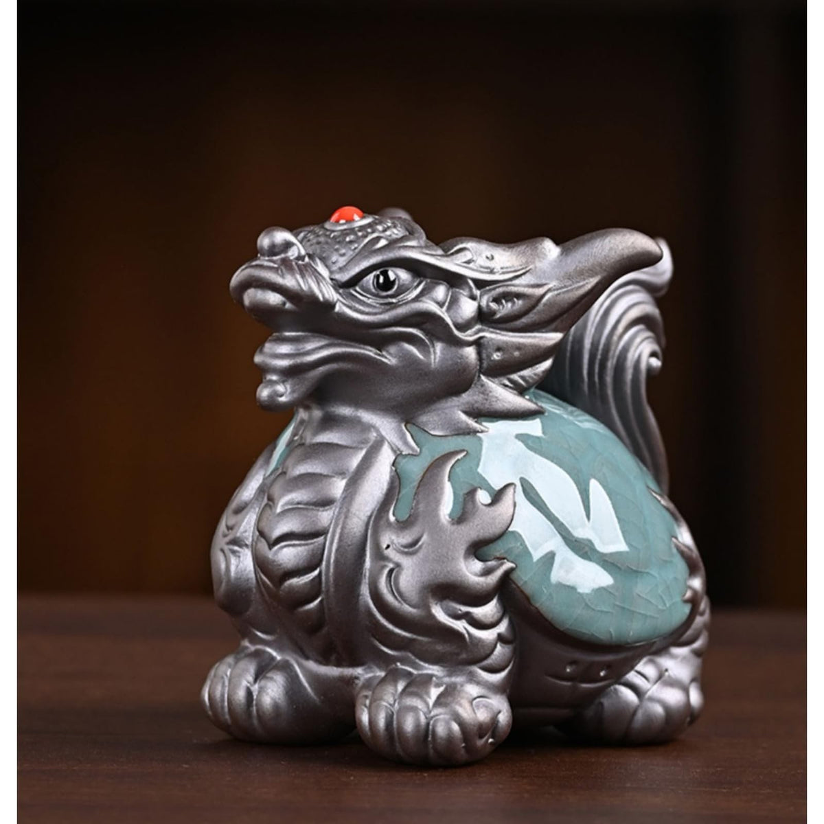Dragon Turtle Crackle Glaze Purple Sands Tea Pet 10cm 4in Tea Ceremony Tea Play