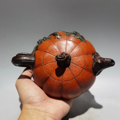 Chinese Antique Yixing Zisha Clay Exquisite Pumpkin Zisha Teapot Tea Set