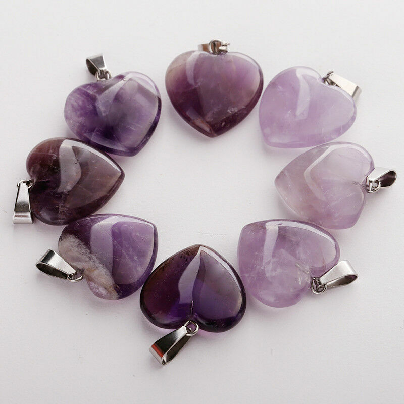 Wholesale 20pcs/lot charms natural amethyst stone Heart-shaped Beads Pendants
