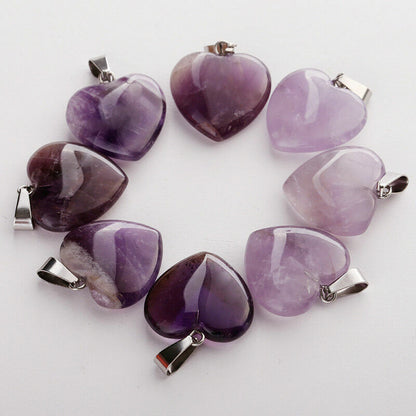 Wholesale 20pcs/lot charms natural amethyst stone Heart-shaped Beads Pendants