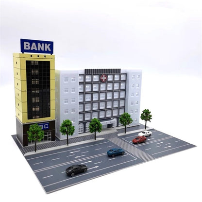N Scale 1:150 City Buildings Model Hospital Bank Scene DIY Assembly Toy