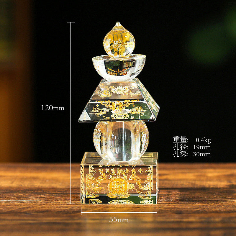 4.72" Buddhism Crystal Stupa Small Bodhi Pagoda Buddhist Altar Ornaments Collect