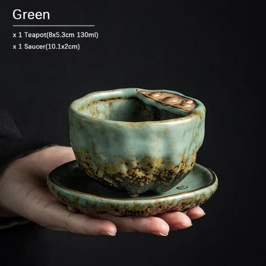 Creative Lotus Ceramic Teacups with Coasters