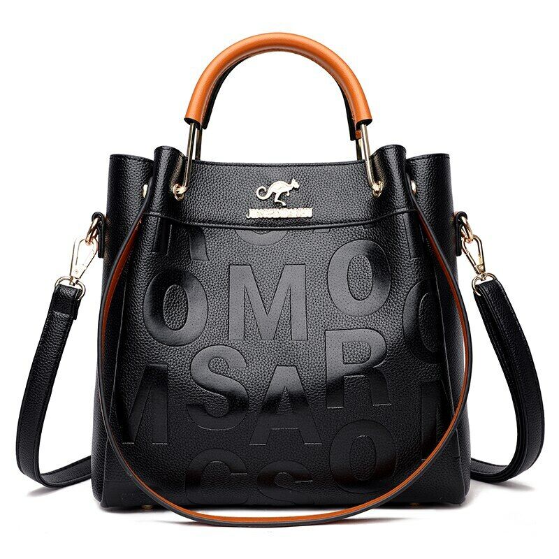 Luxury Handbags Letter Pu Leather Women Shoulder Bags Big Capacity Crossbody Bag