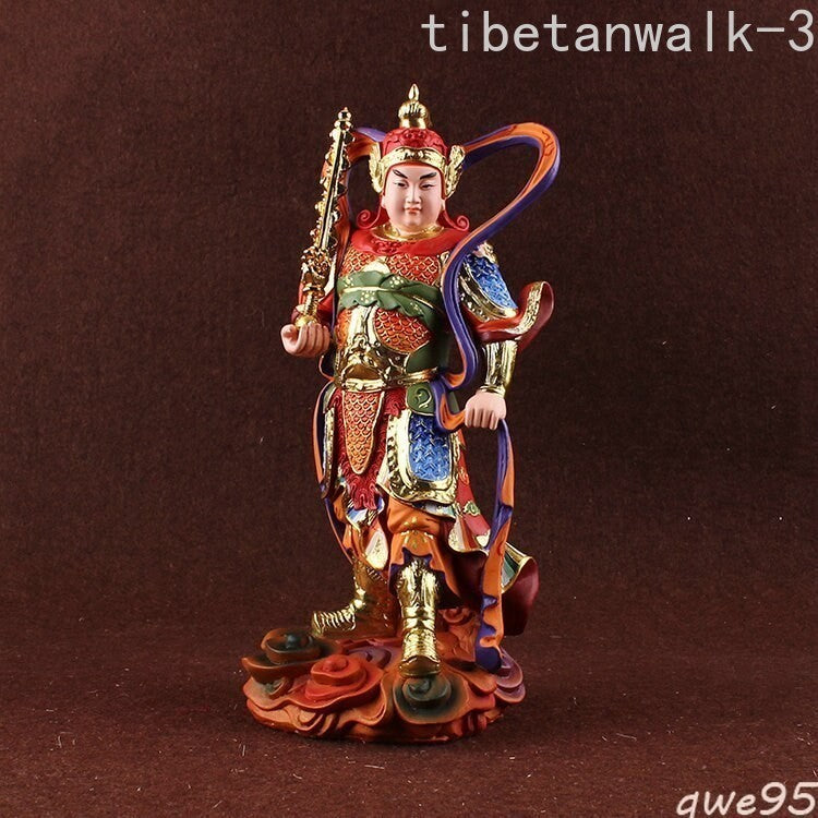 10.2"in Small Resin Buddha Statues Seiko Painting Weituo Bodhisattva Kalan