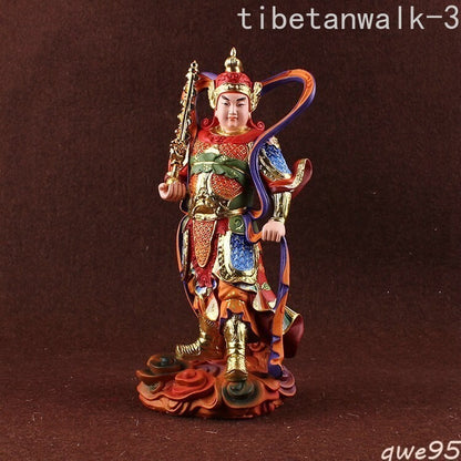 10.2"in Small Resin Buddha Statues Seiko Painting Weituo Bodhisattva Kalan