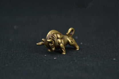 Chinese Pure brass Wall Street bull small statue