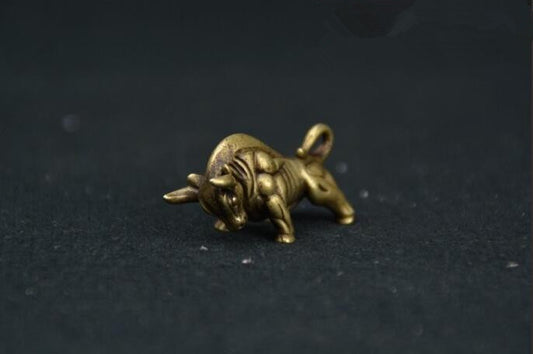 Chinese Pure brass Wall Street bull small statue