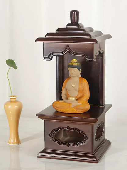 Wooden Buddha Statue Altar Butsudan Shrine God Zen House Buddhist Home Decor