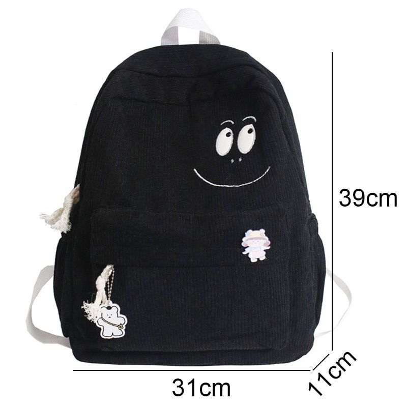 Corduroy Laptop College Backpack Green Cute School Bag Traveling 31*11*39CM Pink