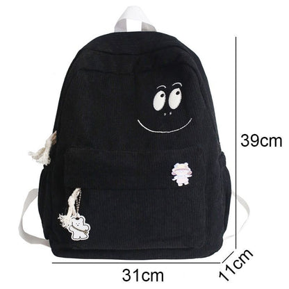 Corduroy Laptop College Backpack Green Cute School Bag Traveling 31*11*39CM Pink