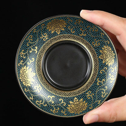 Chinese Tea Set Classical Gaiwan Cup Black Clay 180ml Traditional Handmade Bowl