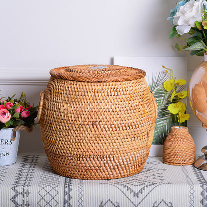 Handmade Bamboo Rattan Weave Canister Household Tea Caddy With Lid Handmade Gift
