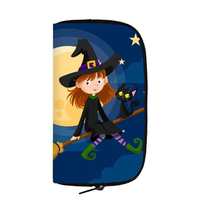 Cute Black Witch Wallet Money Bags Skull Gothic Purses Credit Card Phone Holder