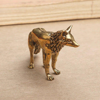 5.7cm Brass Small Fox Statue Tea Pet Table Ornament Luck Home Decoration