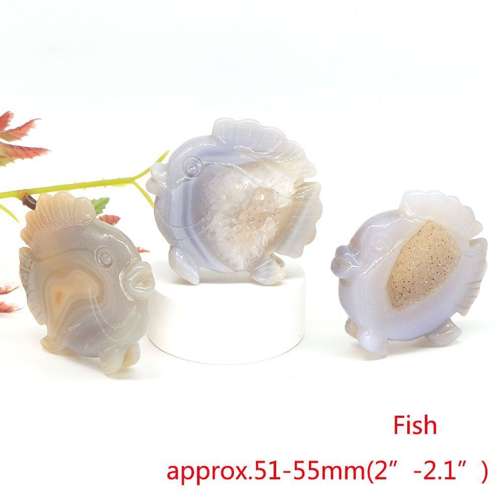 Animal Figurine Natural Stone Swan Eagle Fish Owl Penguin Statue Crystal Carving