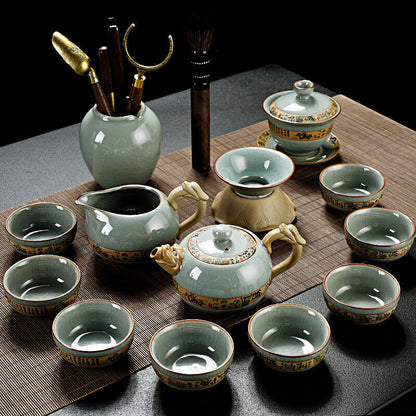 Complete Tea Set Porcelain Tea Pot Gaiwan Tureen Pitcher Chadao Canister Tea Cup