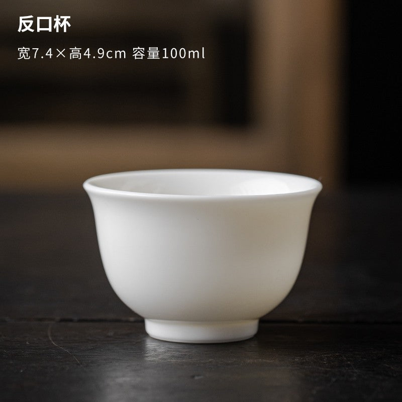Mutton-fat Jade Porcelain Single Cup Tea Tasting Cup White Porcelain Tea Set