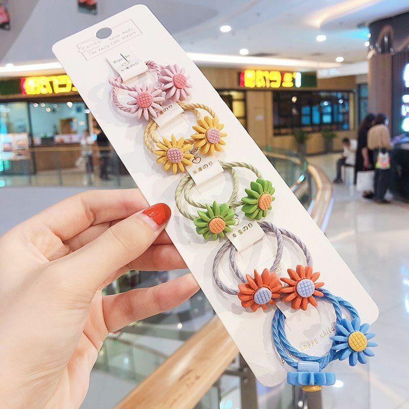 Hair Bands 10/20 Pcs/Bag Shiny Flowers Baby Scrunchies Rubber Kids Accessories