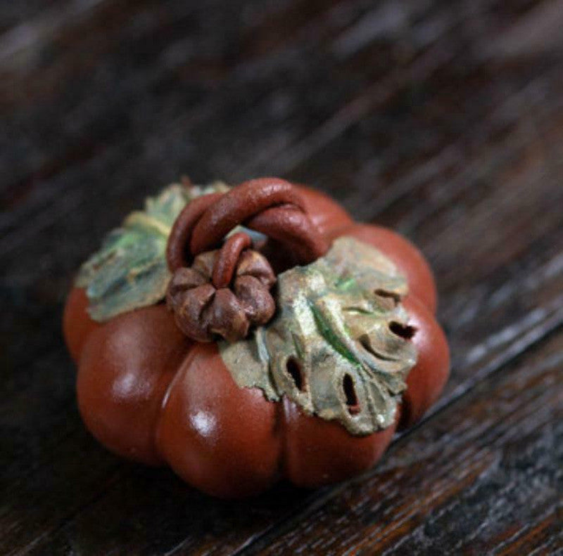 2.1"Chinese Yixing Zisha Pottery Qing Shui Clay Short Pumpkin Tea Pet Statue