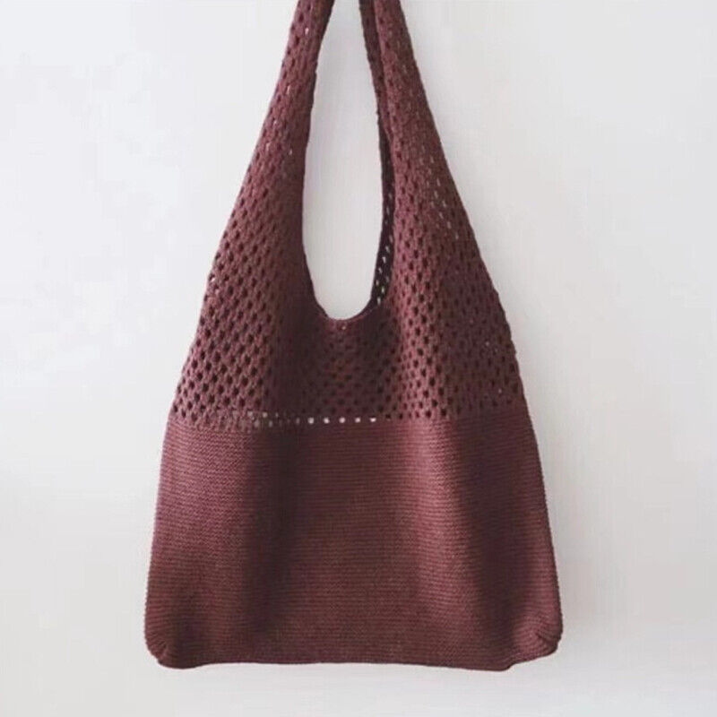 Simple Handbag Women's Knitted Shoulder Bag Large Capacity Tote Beach Bag