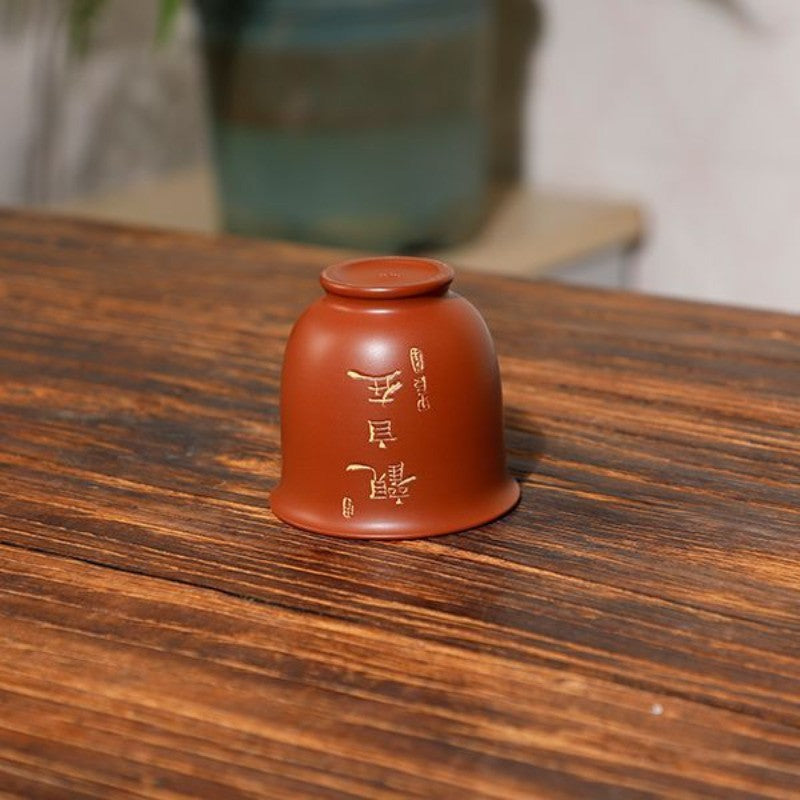 90ml Purple Pottery Handcarved Tea Tasting Cup Master Cup Kung Fu Teaware