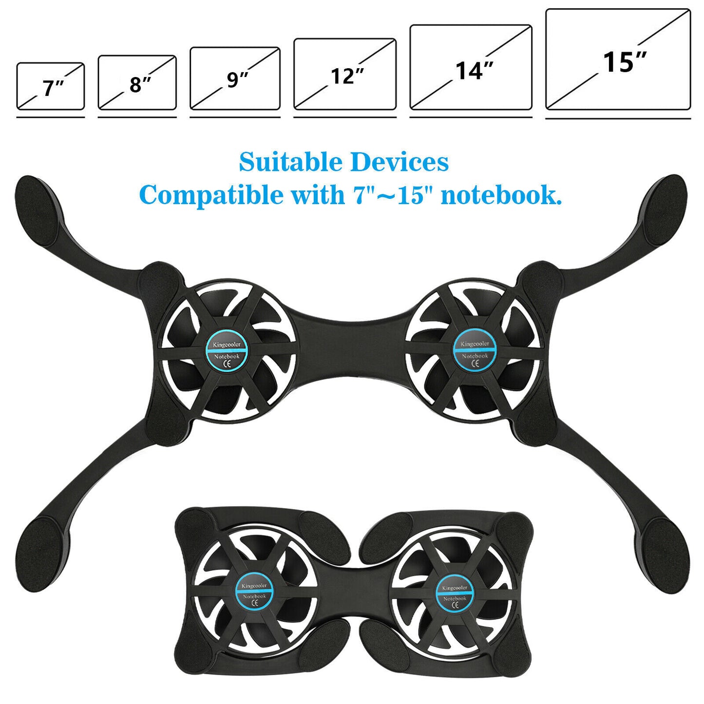 Dual USB Cooling Fan Pad Foldable Slim Fans Cooler Stand for Laptop Notebook Lot