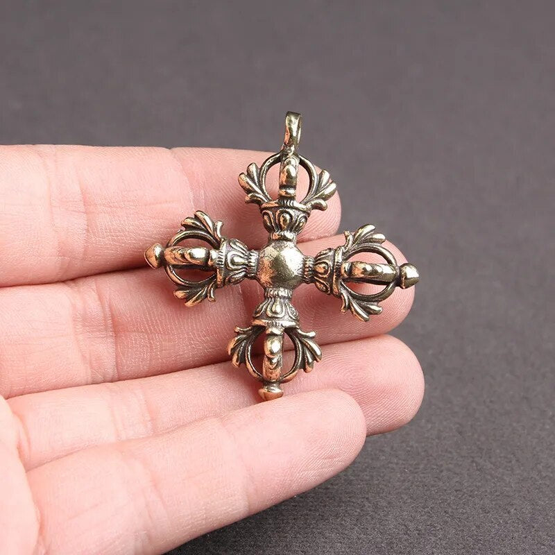 New Copper Cross Vajra Pestle Ornaments Pure Brass Buddhist Religious Instrument