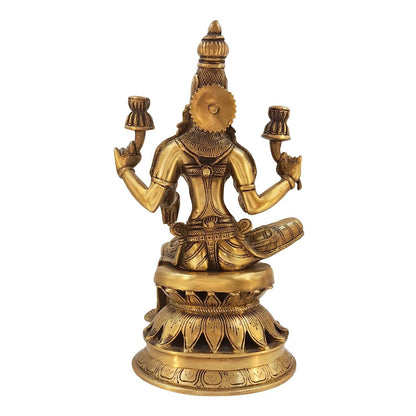 Hindu God Brass Goddess Sitting Laxmi Ji Idol Figurine Statue For Home Decor