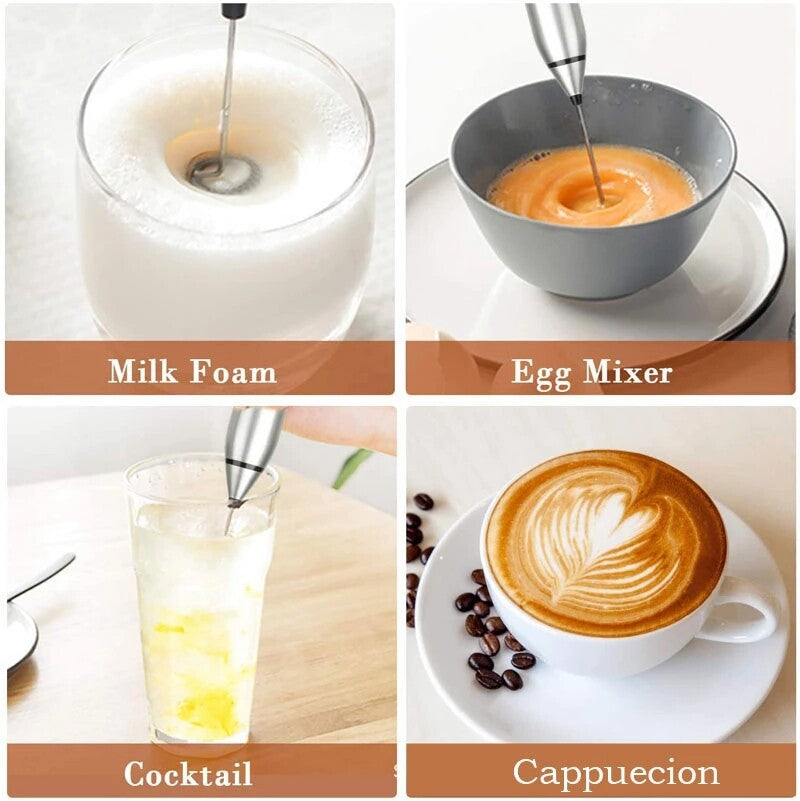 Electric Milk Frother Handheld Drink Foamer Coffee Mixer Egg Beater Double Whisk