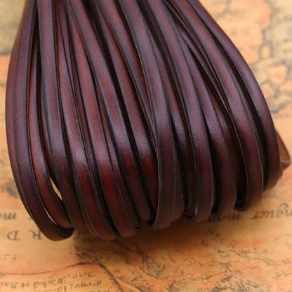 Coffee Genuine Real Leather Flat Cord DIY Crafts Strap Rope String Bracelet Long