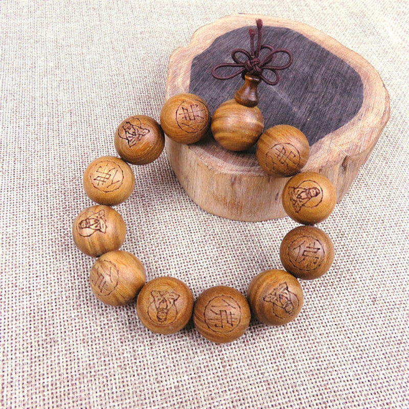 Green Sandalwood Bracelet Shaolin Temple Buddhist Monk Prayer Mala Beads