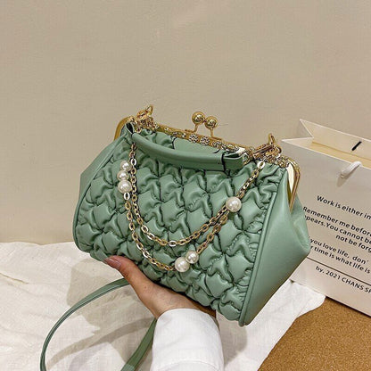 Women's Bag Crossbosy Bag Pleated Handbag Women Pearl Chain Totes Bags Women